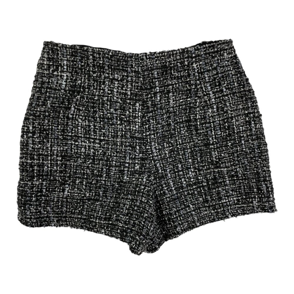 Express Shorts Metallic Tweed Silver Black Double Zippers Lined Holiday Party 10 - Picture 4 of 4